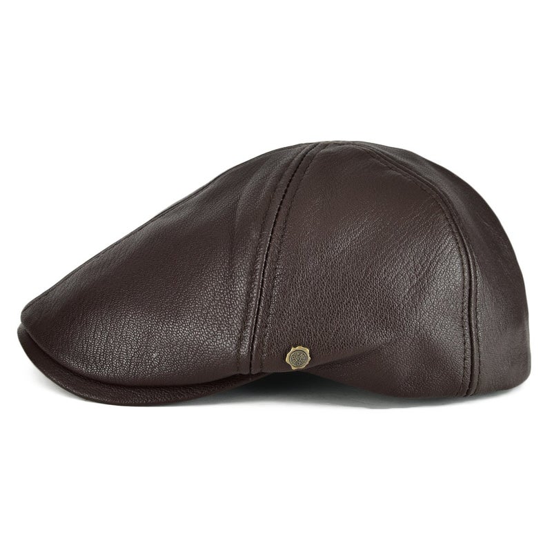 VOBOOM Leather Ivy Newsboy Caps 6 Panel Cabbie Beret Hat (7 1/4, Light Brown) - Image 2